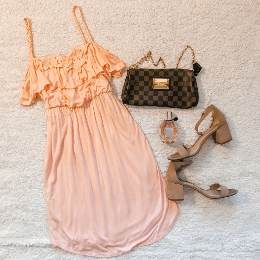Peach Colored Spaghetti Strap Dress Ella Moss